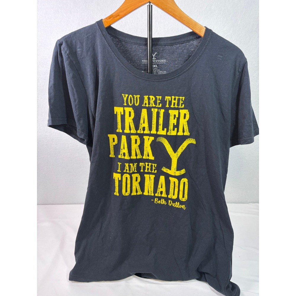 Yellowstone Beth Dutton Tornado Graphic Tee Black Cotton Shirt 2XL